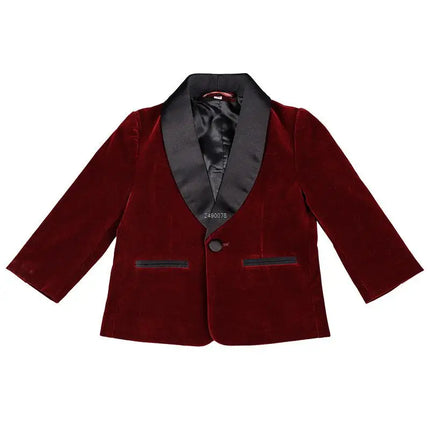 Kids 1 Year Birthday Dress Baby Boys Velvet Blazer Jacket Pants Photograph Suit Children Formal Wedding Performance Evening Wear