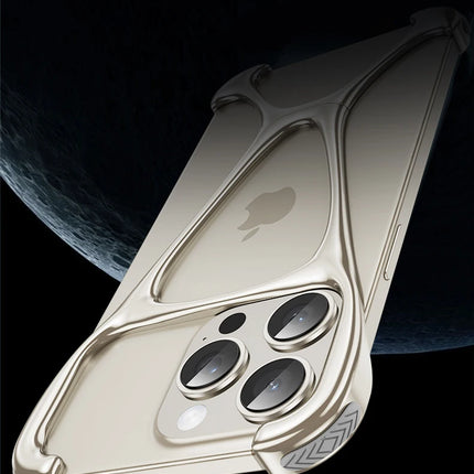 Alloy Bare Metal Feel Phone Case For Iphone 13 14 15 16 Pro Max Metal Frameless Heat Dissipation Phone Cover For IPHON 16 Promax