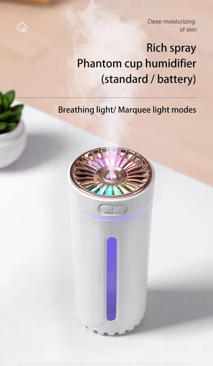 Vehicle-mounted Humidifier 300ml Mini Portable Spray Air Freshener Home LED Small Essential Oil Vaporizer Room Scent Diffuser