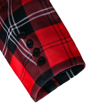 Men's red striped long-sleeved suit jacket with two buttons, fashionable and casual, comfortable and breathable