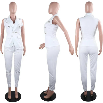 Blue Luxury Designer 2 Piece Set Outfits Black Office Suit for Women 2023 Button Up Blazer Long Pants Suit Top Blazer Set Women