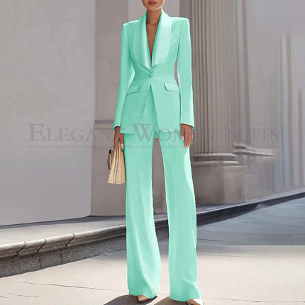 Customzied Women's Suits Blazer Luxury One-Button Shawl Lapel Slim Fit 2 Piece Jacket Pants Sets Evening Female Clothing Outfits