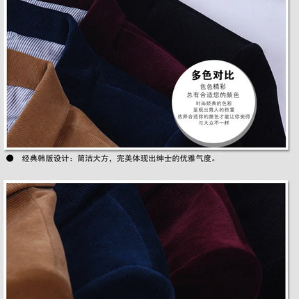 Men Corduroy Suits Jackets Male Smart Casual Dress Suits High Quality Blazers Slim Single-breasted Suits Jackets And Coats 4XL
