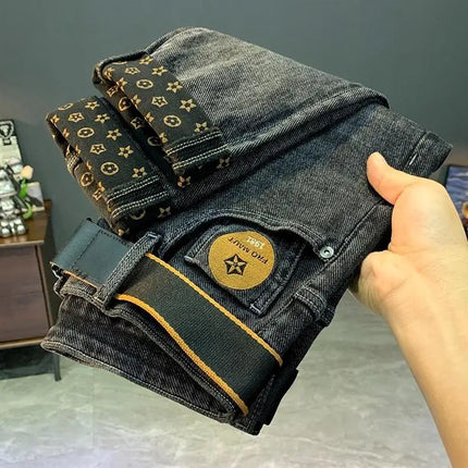 Stylish Slim Fit Men's Jeans Elastic Casual Long Pants Spring Autumn Winter Korean Version Trendy Brand Versatile Straight Leg