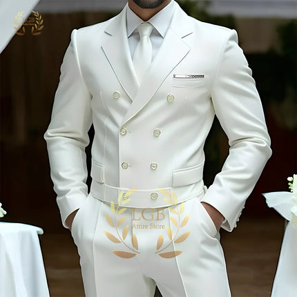 Men's 2-Piece Formal Suit, Double-Breasted Exquisite Buttons, Suit + Trousers, High-End Ceremonies Use