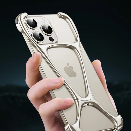 Alloy Bare Metal Feel Phone Case For Iphone 13 14 15 16 Pro Max Metal Frameless Heat Dissipation Phone Cover For IPHON 16 Promax