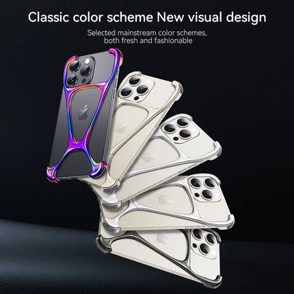 Alloy Bare Metal Feel Phone Case For Iphone 13 14 15 16 Pro Max Metal Frameless Heat Dissipation Phone Cover For IPHON 16 Promax