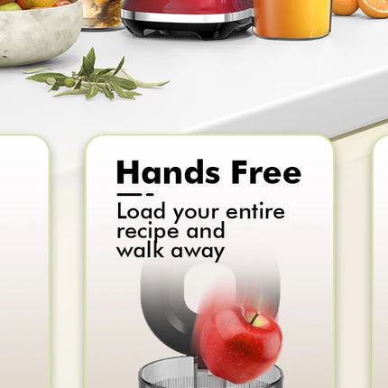 SIFENE Whole Fruits Cold Press Juicer Machine, 4.3-inch (110mm) Large Feed Chute for Vegetables and Fruits, Easy to Clean, Red