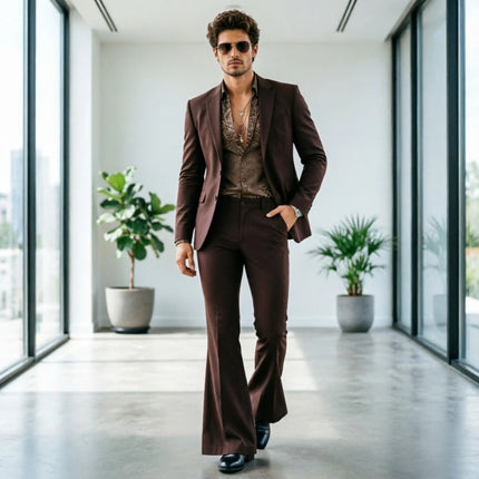 Men Suits With Wide Legged Pants Men Modern Flared Leg Suit Set Tailored Casual Blazer for Streetwear Daily Wear 2 Pieces Custom