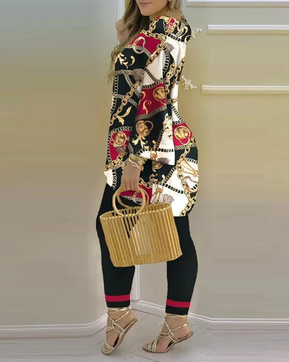 Pants Set New 2023 Spring & Summer Printed Fashion 2-Piece Suit
