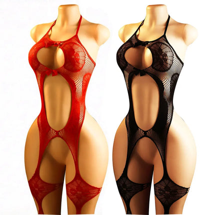 Red / Black Open Bra With Bow Women Sexy Lingerie Bodysuit New Style Bodystocking for Adult Nightwear