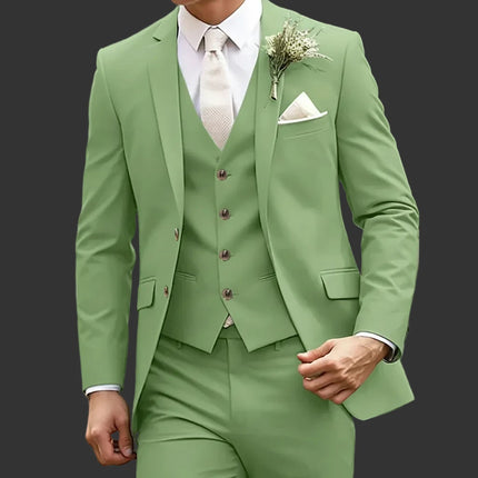 Men's Wedding Business Suit Formal Standard Fit 3 Piece Single Breasted Notched Lapel Suits Male Blazer Vest Pants Costume Homme