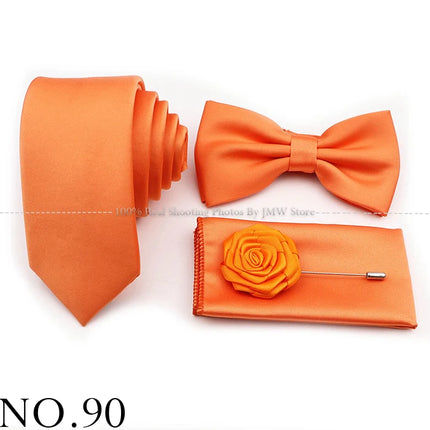 Hot Sale Purple Pink Sage Green Tie Set Polyester Necktie Bowtie Cufflink Brooch For Groom Suit Wedding Cravat Shirt Accessory