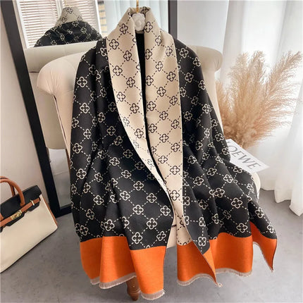 2025 Brand Warm Cashmere Poncho Shawl Scarf Luxury Print Thick Pashmina Winter Blanket Wraps Bufanda Casual Hijab Stoles Echarpe