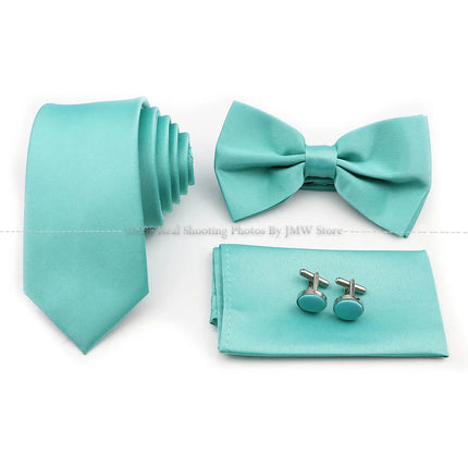 Hot Sale Purple Pink Sage Green Tie Set Polyester Necktie Bowtie Cufflink Brooch For Groom Suit Wedding Cravat Shirt Accessory