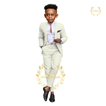 Boys' grass green suit 2-piece set (jacket+pants) premium linen casual blazer custom child tuxedo for summer beach wedding party