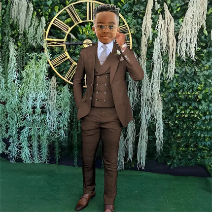 Fashionable Boys Suit Set 3 Pieces Jacket Vest Pants Banquet Party Outfit Elegant Children's Tuxedo Wedding Guest Clothes 2-20T