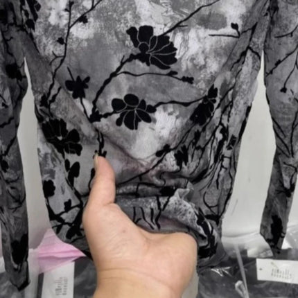 Women Autumn Spring Tops Layering Undershirts Long-Sleeve T-Shirts Printed Lace Mesh Versatile Fashionable Luxurious Designer