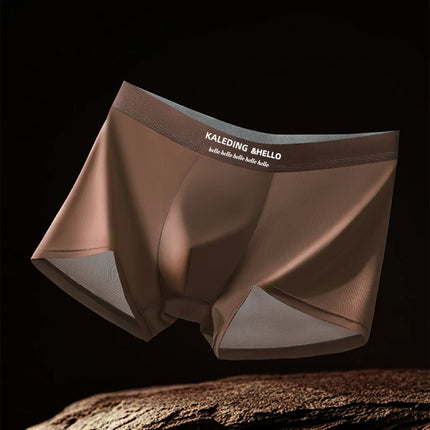 4 Pack Mens Satin Ice Silk Boxer Briefs Ice Cool Comfortable Breathable Trendy Fashion Mens Solid Color Mid Rise Underwear