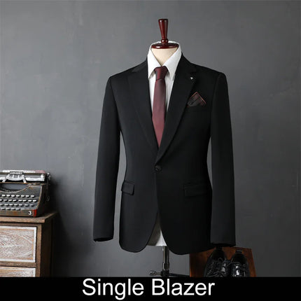 Man Suit Coat Simple Solid Color Single-breasted Male Outerwear Slim Simple Long Sleeve Versatile Wedding Office Men Blazer