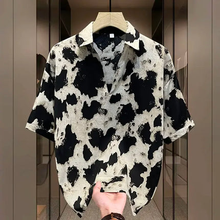 Elegant Fashion Harajuku Slim Fit Ropa Hombre Loose Casual Sport All Match T-shirts Printed Thin Style Short Sleeve Polo Shirts