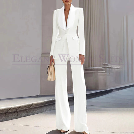 Customzied Women's Suits Blazer Luxury One-Button Shawl Lapel Slim Fit 2 Piece Jacket Pants Sets Evening Female Clothing Outfits