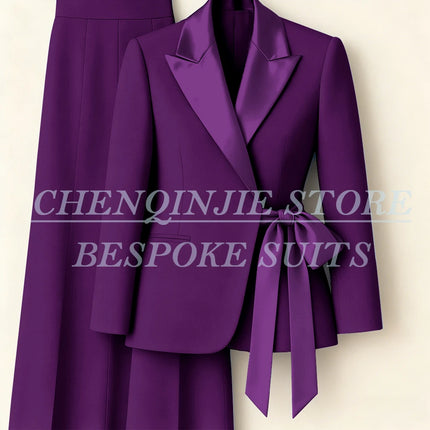 Customzied Women's Suits Blazer Fashion Peak Lapel Skinny Office Lady Outfits Formal Female 2 Piece Jacket Pants Full Sets