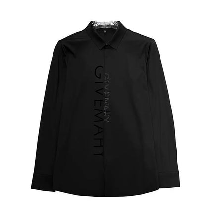 Spring And Summer Letter Shirt for Men Cotton Long Sleeve Casual Shirts Fashion Luxury Social Business Dress Shirts