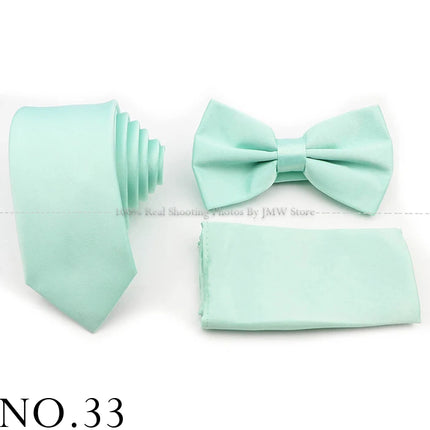 Hot Sale Purple Pink Sage Green Tie Set Polyester Necktie Bowtie Cufflink Brooch For Groom Suit Wedding Cravat Shirt Accessory