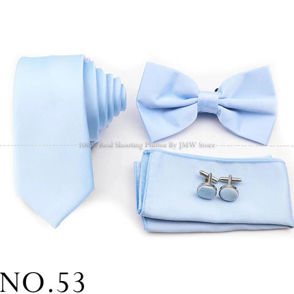 Hot Sale Purple Pink Sage Green Tie Set Polyester Necktie Bowtie Cufflink Brooch For Groom Suit Wedding Cravat Shirt Accessory