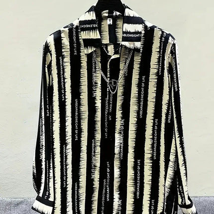 Men's Black Series 3D Printed Long Sleeve Shirts Fashionable And Casual Business Shirt men's Oversized Breathable Lapel Tops