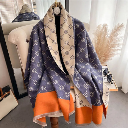 2025 Brand Warm Cashmere Poncho Shawl Scarf Luxury Print Thick Pashmina Winter Blanket Wraps Bufanda Casual Hijab Stoles Echarpe