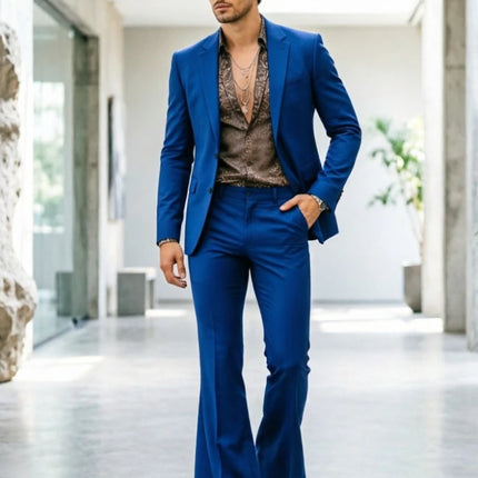 Men Suits With Wide Legged Pants Men Modern Flared Leg Suit Set Tailored Casual Blazer for Streetwear Daily Wear 2 Pieces Custom