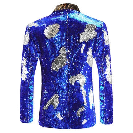 Men's Suit Jacket Shiny Sequins Shawl Collar Suit Cosplay Men Wedding Groom Singer Dance Glitter Suit Jacket Dj Club Stage Gown