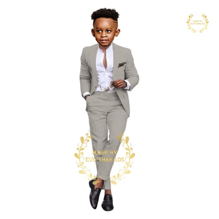 Boys' grass green suit 2-piece set (jacket+pants) premium linen casual blazer custom child tuxedo for summer beach wedding party
