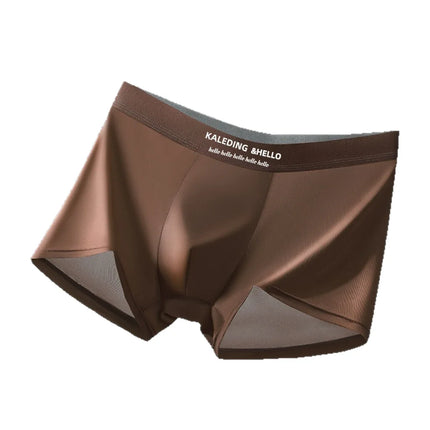 4 Pack Mens Satin Ice Silk Boxer Briefs Ice Cool Comfortable Breathable Trendy Fashion Mens Solid Color Mid Rise Underwear