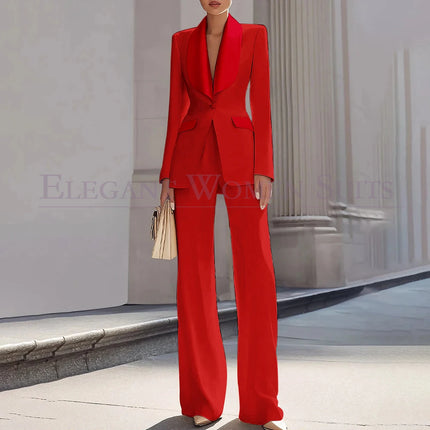 Customzied Women's Suits Blazer Luxury One-Button Shawl Lapel Slim Fit 2 Piece Jacket Pants Sets Evening Female Clothing Outfits
