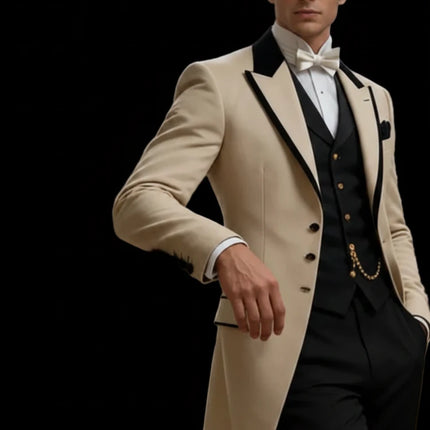 Elegant Business Men's Suits 2 Piece Sets Mid Length Jacket Pants Work Wear Outfits Customized Groom Banquet Attire Ropa Hombre