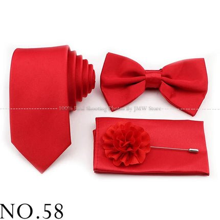Hot Sale Purple Pink Sage Green Tie Set Polyester Necktie Bowtie Cufflink Brooch For Groom Suit Wedding Cravat Shirt Accessory