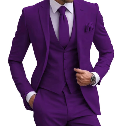 Suits for Men Black Stylish 3 Piece Classic Tuxedos Blazer Vest Pants Formal Elegant Male Wedding Groomsman Bespoke