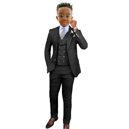 Fashionable Boys Suit Set 3 Pieces Jacket Vest Pants Banquet Party Outfit Elegant Children's Tuxedo Wedding Guest Clothes 2-20T