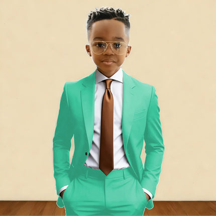 Darrk Green Boy Formal Wedding Suits Notch Lapel Kids Jacket Pants 2 Pieces Child Tuxedo Casual Suit for 2-16 Years Old Children