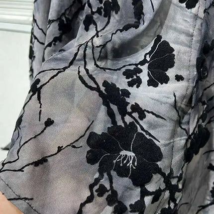Spring Thin Original Design Trendy Men's Hollow out Iron Free Loose Handsome Shirt Vintage Printed Casual Shirt