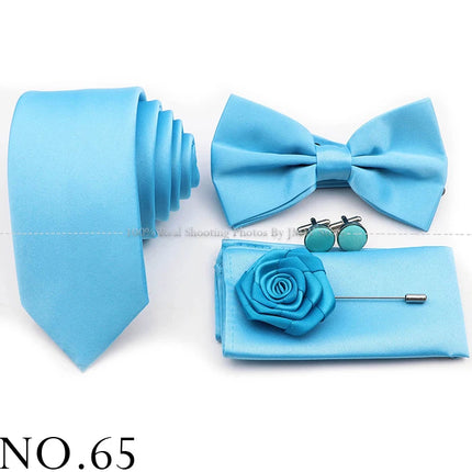 Hot Sale Purple Pink Sage Green Tie Set Polyester Necktie Bowtie Cufflink Brooch For Groom Suit Wedding Cravat Shirt Accessory