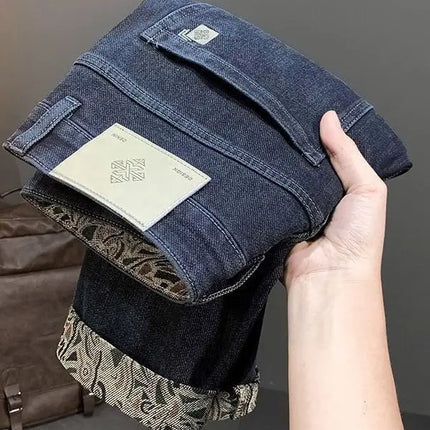 Trendy Embroidered Slim Fit Men's Jeans Spring Autumn New Style Zipper Long Casual Pants Youth Versatile Wear Resistant