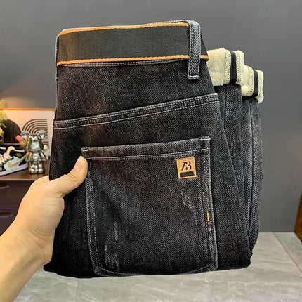 Stylish Slim Fit Men's Jeans Elastic Casual Long Pants Spring Autumn Winter Korean Version Trendy Brand Versatile Straight Leg