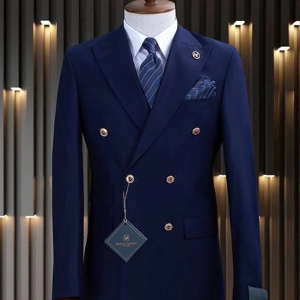 Double Breasted Men Suits Wedding Tuxedo Slim Fit Formal 2 Piece Jacket Pants Groom Prom Party Business Banquet Male Suit