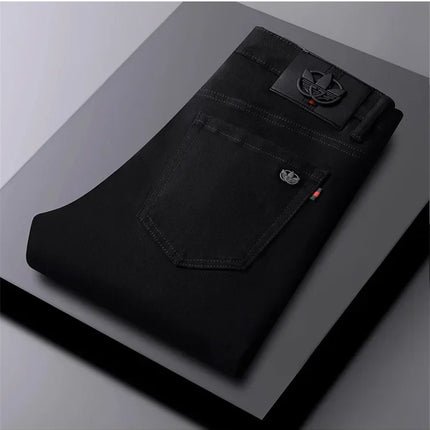 High-End Black Jeans For Men Straight-Leg Trendy Versatile Elastic Lightweight Luxury Trousers New Arrival Autumn/Winter