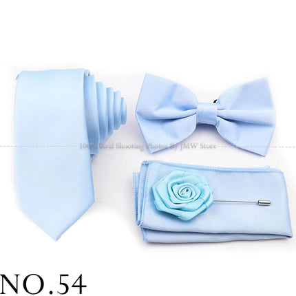 Hot Sale Purple Pink Sage Green Tie Set Polyester Necktie Bowtie Cufflink Brooch For Groom Suit Wedding Cravat Shirt Accessory