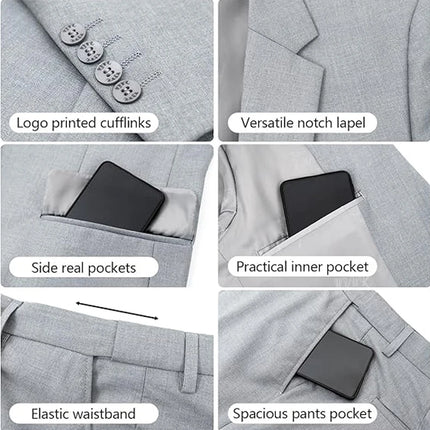 Elegant Men's Suit 2-Piece Set Slim Fit Jacket Pants for Men Wedding Party Formal Business Blazer Classic Prom Tuxedo 2026 New